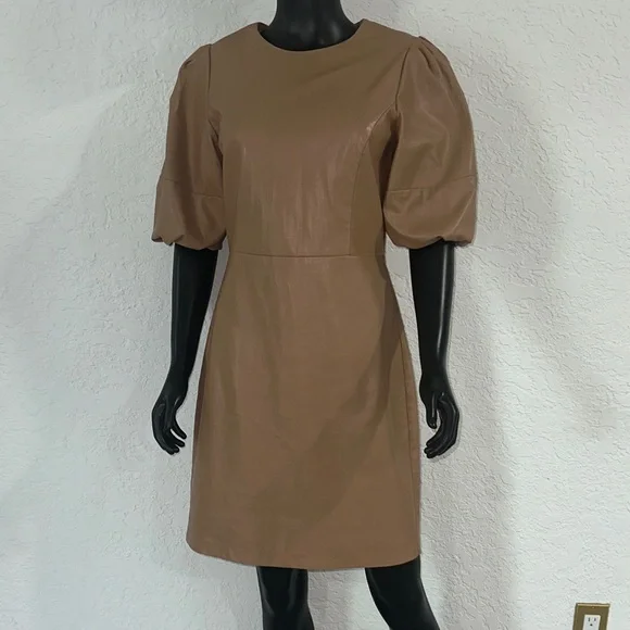BCBGMaxAzria Brown Puff Sleeve Dress